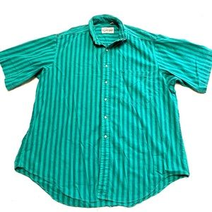 VTG Britches Great Outdoor Men's XL Short Sleeve Button Shirt Plaid Green Cotton